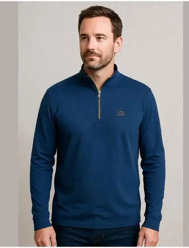 Alaska Blue Quarter Zip Pullover L Cotton Blend Size L