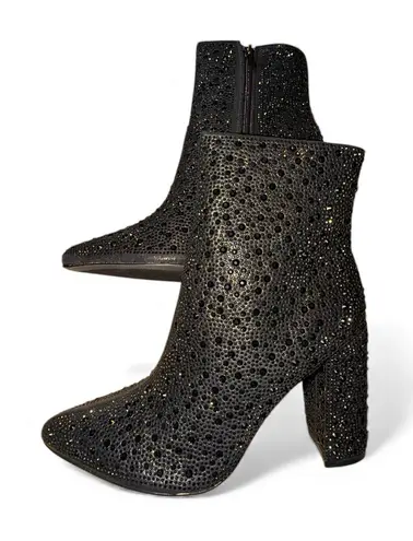 Lauren Lorraine JAM Black Rhinestone Ankle Boots Block Heel Womens Size 6.5, NIB - Image 1