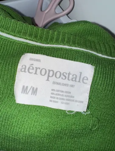 Aeropostale  Green Button Front Cardigan Sweater Medium Cotton Blend Y2K - Image 3