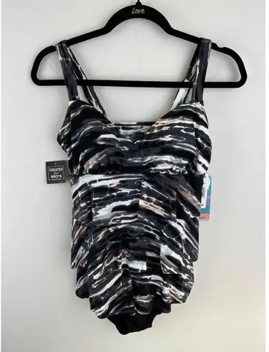 Women’s Swim Solutions Tummy Control One Piece Swimsuit 8 Black