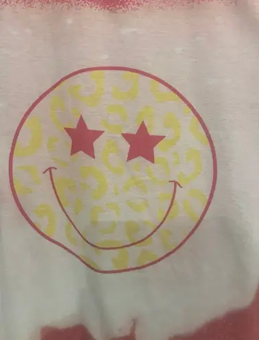 Women Loose T Shirts Cute Happy Smile Graphic Tees Small Pink