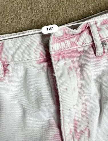 PacSun Pink Bleach Dye Denim Mom Shorts