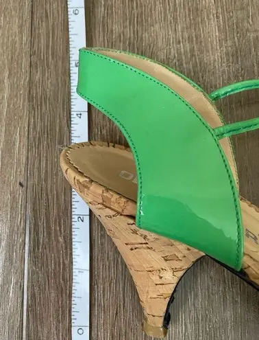 Olivia Morris Green Patent Leather Cork Heeled Sandals ~ Size 37.5