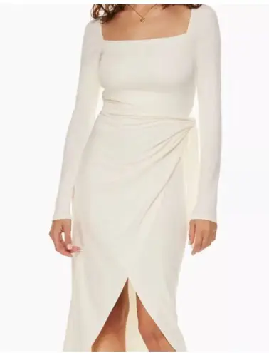 NWT ARITZIA WILFRED Saturn Long Sleeve Wrap Midi Dress in Frozen Grey Si… Size XL