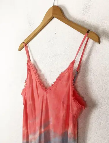 Bella Dahl Poppy Fray Cami Slip Midi Dress Small Tie Dye Pink Blue Lightweight