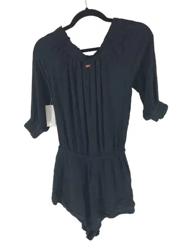 Raisin's West Coast Romper Swim Coverup Off Shoulder Black S