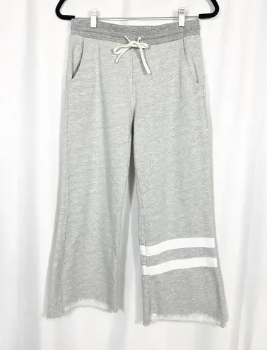 Sundry  Striped Ankle Flare Sweatpants Lounge Raw Hem: Heathered Grey/White