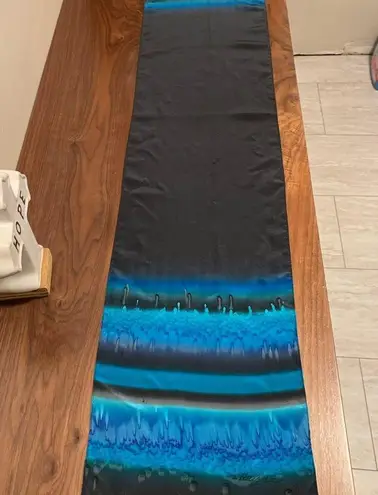 Hand Painted Silk Scarf by Kriska blue