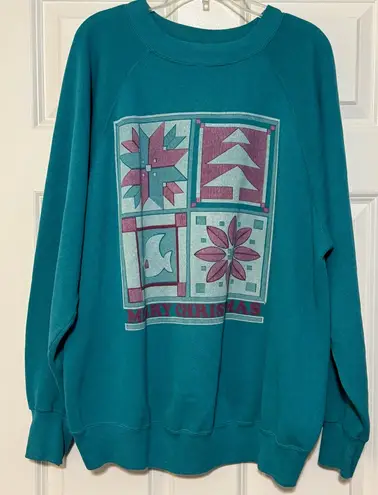 90s Vintage Festive Holiday Christmas Graphic Print Crew Neck Sweatshirt Size XL