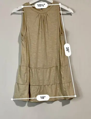 Women’s Crewneck Tiered Ruffle Back Tie Tank Tan Size Small NWOT