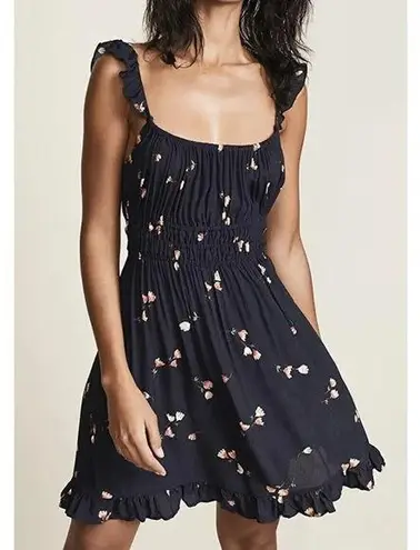 Capulet Gemma Tulip Mini Dress Black Floral Ruffle Sleeveless Smocked XS Revolve