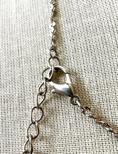 Vintage faux pearl rhinestone V tear drop dangle necklace silver tone