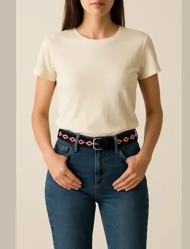 Black Beaded Women's Belt Sz 30