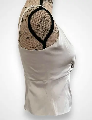 ST JOHN EVENING Champagne/Light Gray Silk Corset Camisole Size 4 | EUC