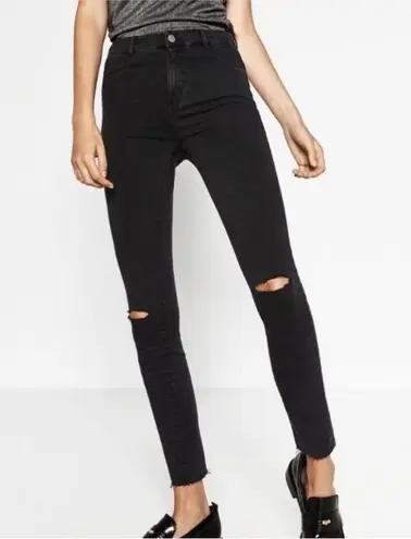 MOTHER LOOKER ANKLE FRAY GUILTY AS SIN BLACK DISTRESSED STRETCH JEANS PANTS 26