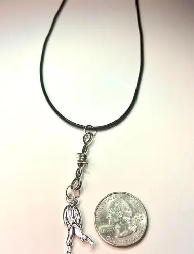 Handmade Y2K Gothic Punk PU leather Necklace , Wire with hanging man zombie pendants