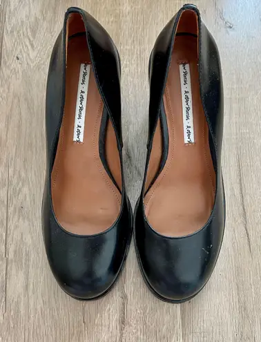 & Other Stories Leather Wooden Heel Pumps Shoes Black Leather Size 37