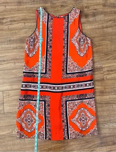 Maeve 100% Silk Anthropologie Canna Orange Black Bandana Print Shift Dress Sz 6