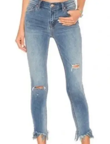 Free People  Great heights frayed fringe skinny jeans 28