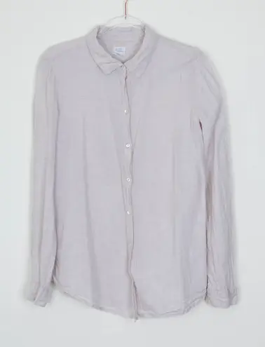 Sigrid Olsen Womens Button Down Linen Shirt Size M Roll Tab Sleeve Beige Beachy - Image 1