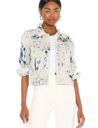 Revolve Free People Denim Jean Jacket Jones Tie Dye Bleached Western Size Large NWT NEW