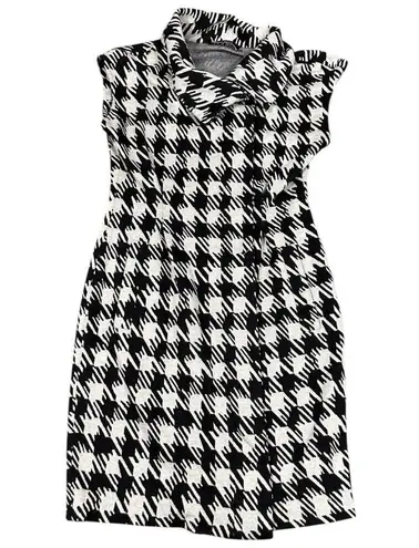 Ellen Tracy Black White Houndstooth Knit Dress Size 4