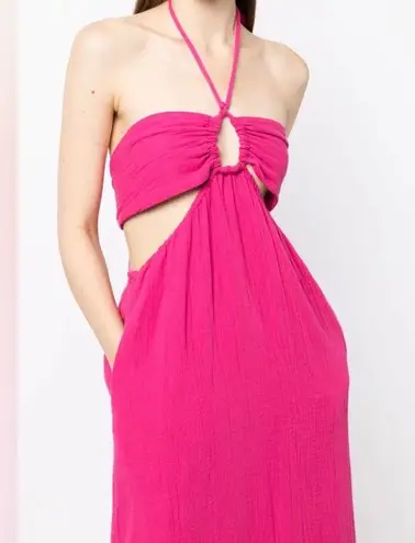 Mara Hoffman Laila halterneck midi dress in raspberry pink M
