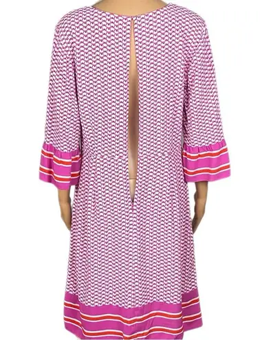 BODEN Andrea midi dress in Cyan Pink Floral with 3/4 Bell sleeves Size 8 Regular