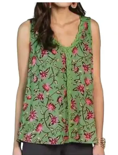 Matilda Jane WEEKEND AWAY GREEN PINK FLORAL TANK WOMEN SIZE MEDIUM