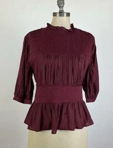 Something Navy  Maroon Lace Peplum Blouse NWT Small