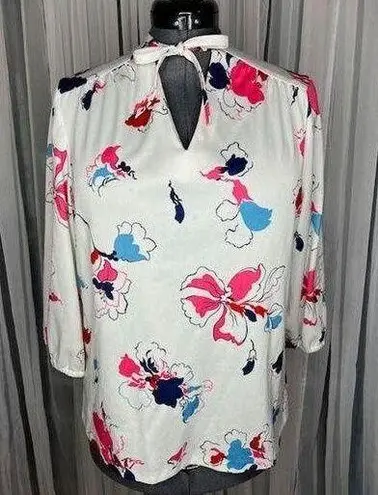 knit top kitten bow tropical flowers 1970s pink blue Purple Size XL