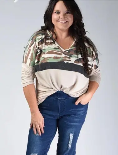 Love j Lovely J Moderno Camo Printed Top Plus Size 18W