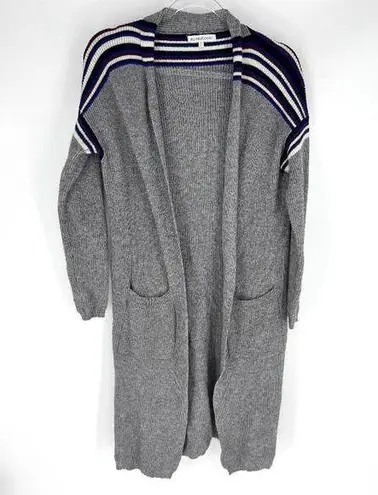 Heartloom Open Cardigan Duster Sweater Grey with Stripes Size Small
