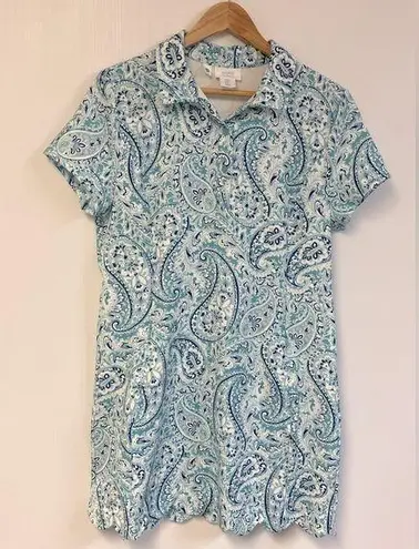 Sigrid Olsen Sigrid & Olsen size M scalloped hem tennis golf dress w/ pockets blue paisley