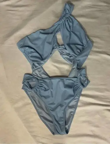 Icon Swimwear Whisked Away one Shoulder Swimsuit Sky Blue Size XL