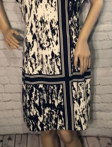 London Style Collection Op Art Black and White Shift Dress 14