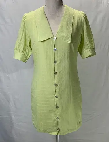 Nasty Gal Petite Extreme Collar Shirt Lemon Yellow Mini Dress Size 4