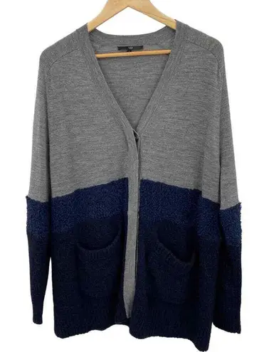 Tibi Cardigan Sweater Womens Small Gray Blue Fuzzy Knit Pockets Button Front - Image 1