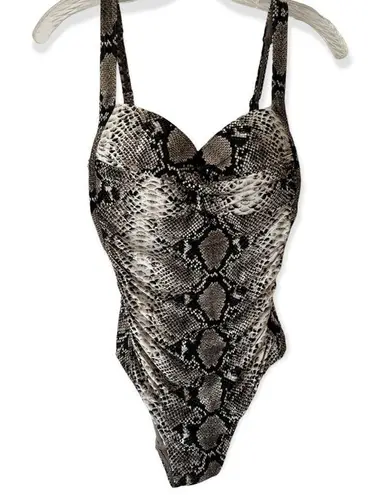 Bond Eye Australia Snakeskin Print One Piece Swimsuit Brown Size 8