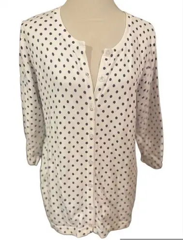 Laura Scott Lightweight White with Black Polka Dots Long Sleeve 100% Cotton Card - Image 1