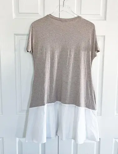 Hubert Gasser Jersey Top Dress in Tan/White Tan