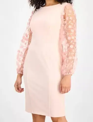 Connected Apparel Women's Boat-Neck Floral-Sleeve Sheath Dress Dusty Rose Sz 18W