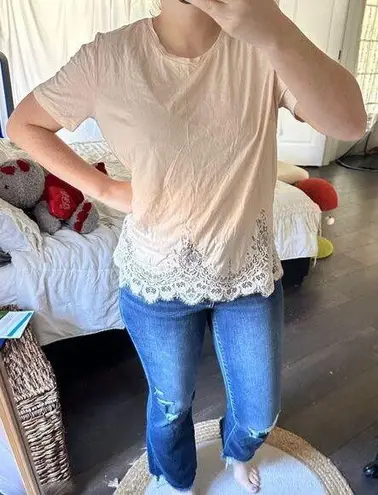 The Kooples Women’s 3 Pink Jersey Knit Lace Top New NWT