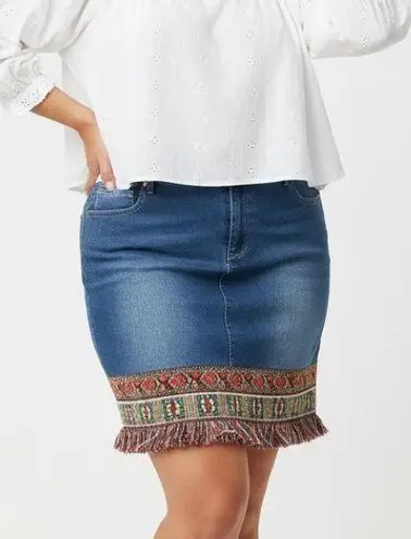C Est.1946 Embroidered Denim Skirt