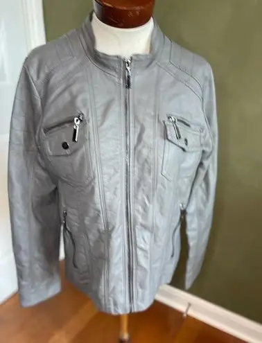 Apt. 9  lined faux leather Moto style jacket size L