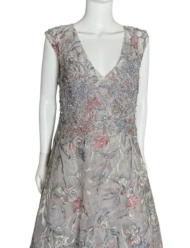 Mac Duggal Gray Embroidered Illusion Cap Sleeve A Line Gown 20263 Women’s Sz 14 - Image 4