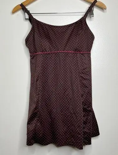 L.L.Bean  Swim Dress Woman’s Size 12 UPF 50+ Brown w/ Pink Microdots Summer Pool