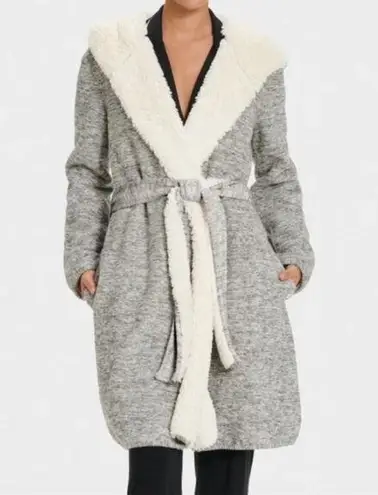 UGG  Portola Reversible Robe Cardigan Gray White fur