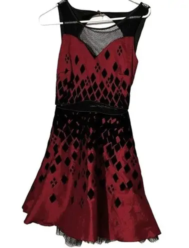 DC Comics Harley Quinn Dress Womens Size XS Red Black Velvet Red Sleeveless NWT