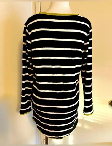 Hidden Path of Light Striped Trendy Mini Dress Long Sleeves/Made in Korea Black